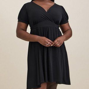 Torrid Black Mini Studio Knit Surplice Dress